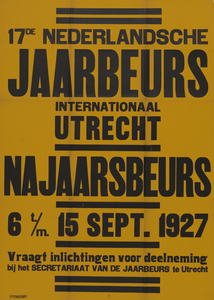 701721 Affiche van de 17e Nederlandse Jaarbeurs te Utrecht.